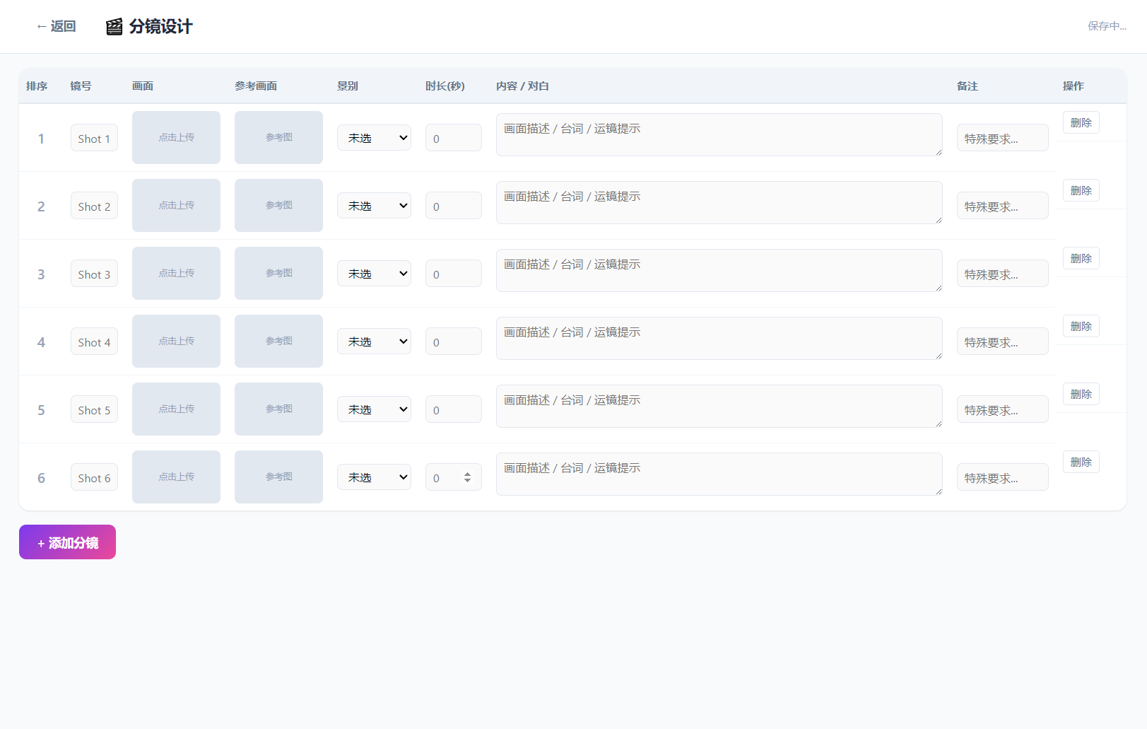 影视脚本分镜在线协作系统源码插图4